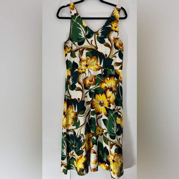 Ann Taylor Factory Dresses & Skirts - Ann Taylor Factory Floral Sleeveless Midi Summer Casual Linen Dress
